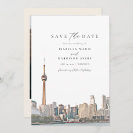 Toronto Skyline Foto Save the Date in Aquarell Einladung