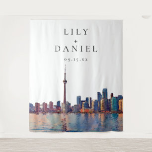 Toronto Skyline Hochzeitsfoto Hintergrund Wandteppich