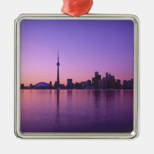 Toronto Skyline in der Nacht, Ontario, Kanada Silbernes Ornament