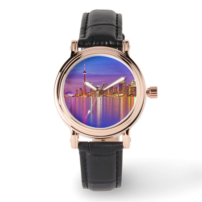 Toronto Skyline in Dusk Armbanduhr (Vorderseite)