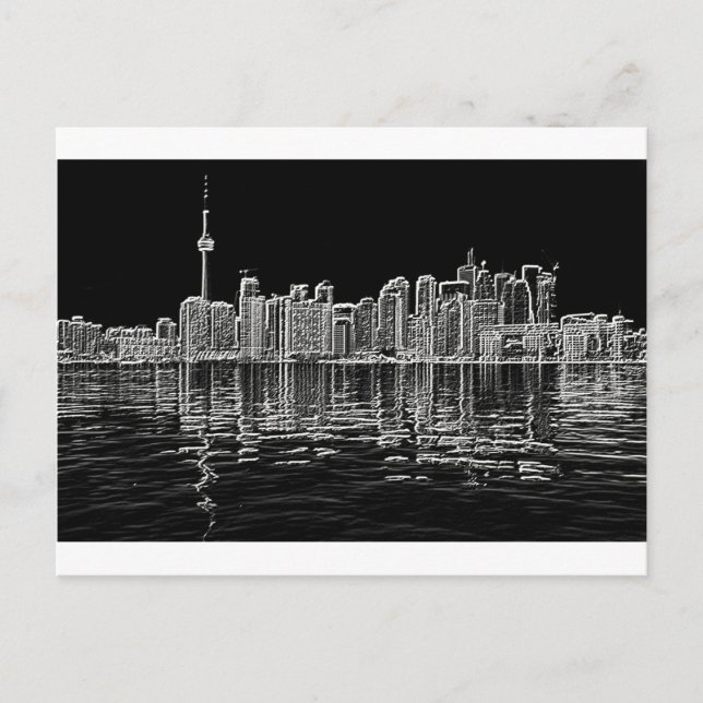 Toronto Skyline in Schwarz und Weiß Postkarte (Vorderseite)