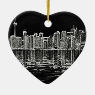 Toronto-Skyline in Schwarzweiss Keramik Ornament