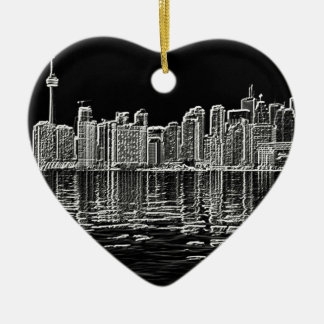 Toronto-Skyline in Schwarzweiss Keramik Ornament