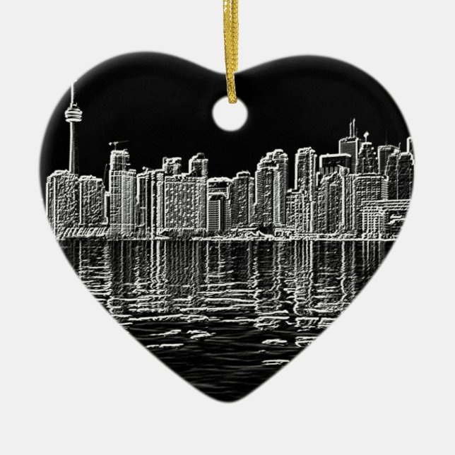 Toronto-Skyline in Schwarzweiss Keramik Ornament (Vorne)