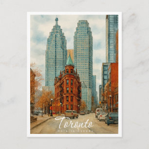 Toronto Skyline Kanada Vintage-Aquarell Feiertagspostkarte