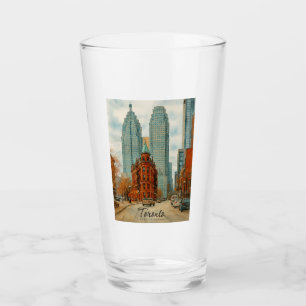 Toronto Skyline Kanada Vintage-Aquarell Glas
