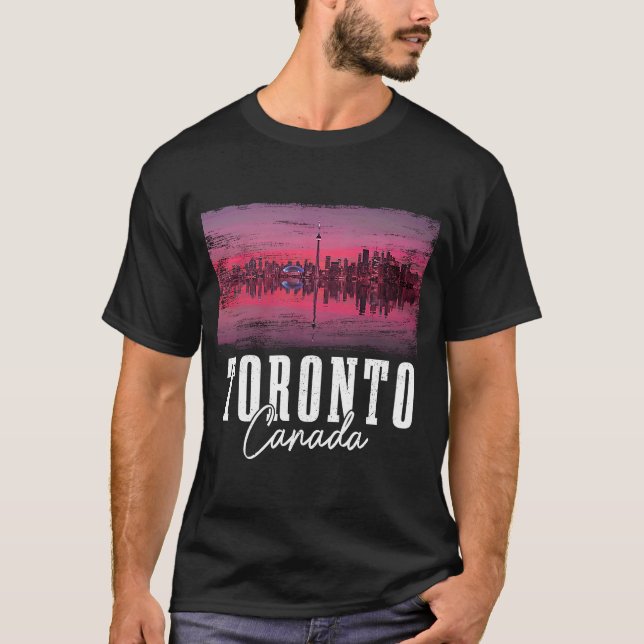 Toronto Skyline Ontario Canada Maple Leaf Canadian T-Shirt (Vorderseite)