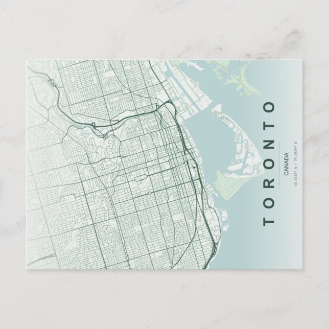 Toronto Stadtplan Minimale Postkarte (Vorderseite)