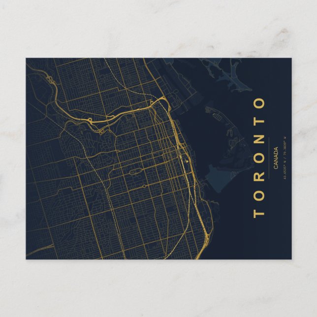 Toronto Stadtplan Minimale Postkarte (Vorderseite)