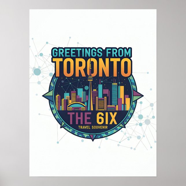 Toronto The 6ix Moderne Farbige Coole Abstrakte  Poster (Vorne)