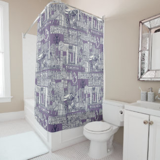 Toronto Toile Navy Blau Violett Duschvorhang
