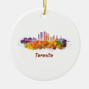 Toronto V2 Skyline in Aquarell Keramik Ornament