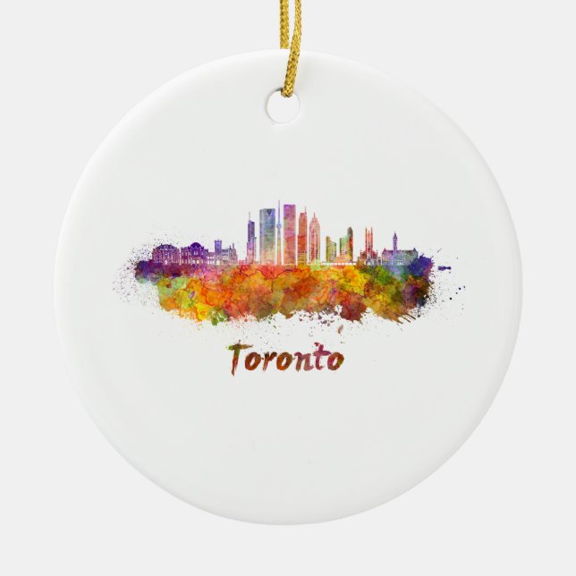 Toronto V2 Skyline in Aquarell Keramik Ornament (Vorne)
