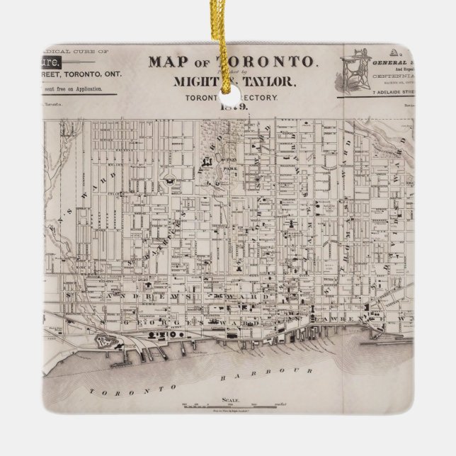 Toronto Vintag Map Keramikornament (Vorderseite)