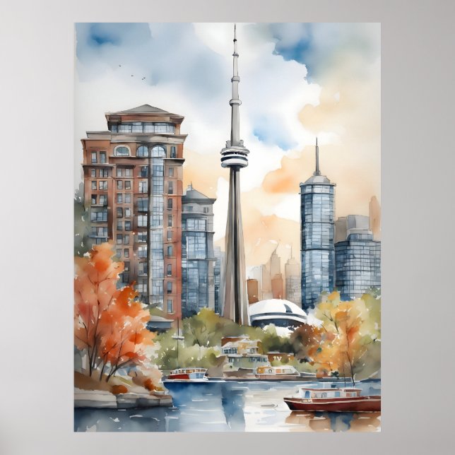 Toronto Wasserfarbenkunst Poster (Vorne)