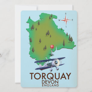 Torquay Devon Vintage-Kartenposter-Kunst.