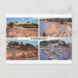 Torquay Vintage Strände Gärten Hafen Multiview Postkarte
