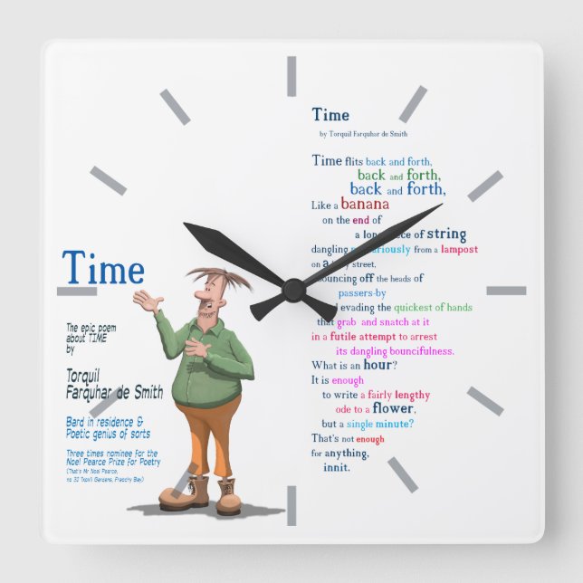 Torquil Farquhar de Smith Clock Quadratische Wanduhr (Vorderseite)