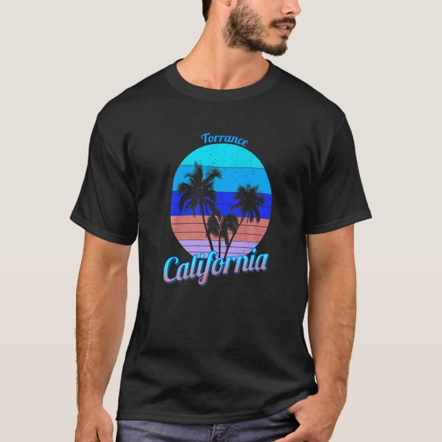 Torrance California Retro Palm Tree Beach Sommer T-Shirt (Vorderseite)