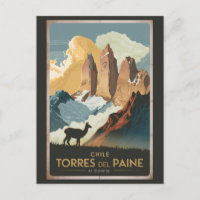 Torres del Paine Chile Illustration Reise Kunst