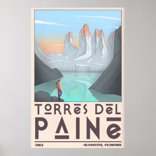 Torres Del Paine Kunstprint - Kühnes Grafikgebirge Poster