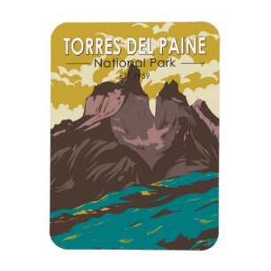 Torres del Paine Nationalpark Chile Kunst Vintage Magnet