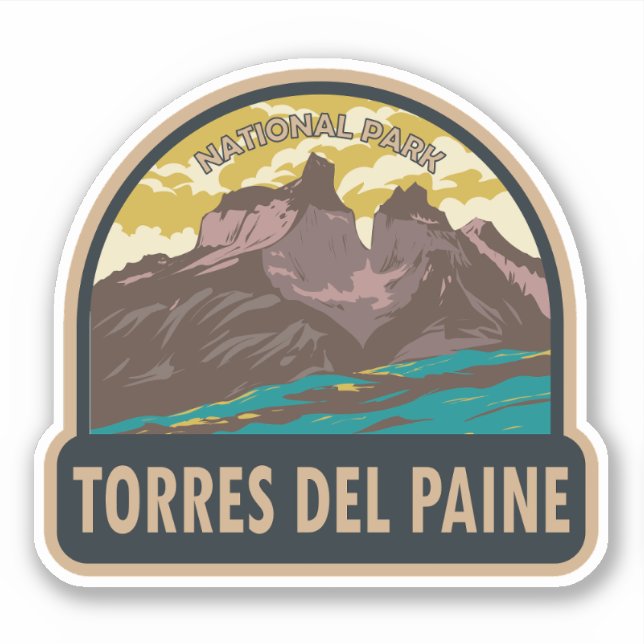 Torres del Paine Nationalpark Chile Vintag Aufkleber (Vorderseite)
