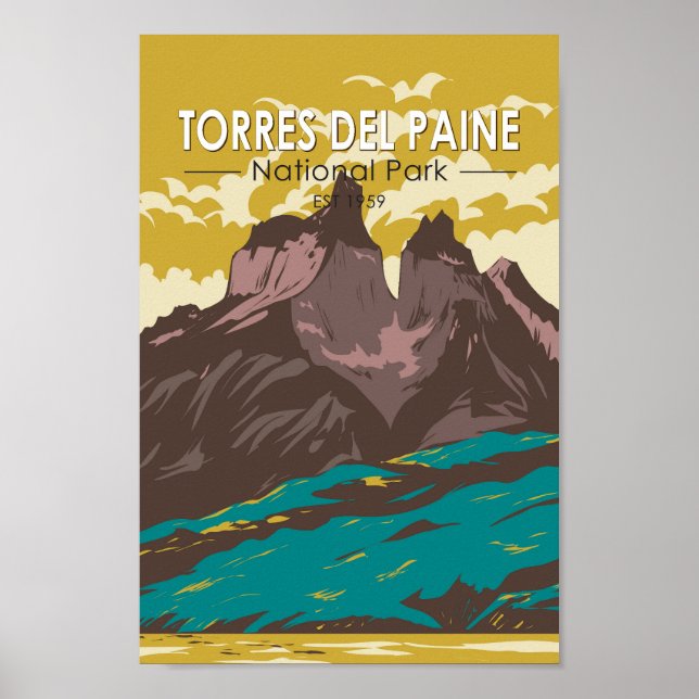Torres del Paine Nationalpark Chile Vintag Poster (Vorne)