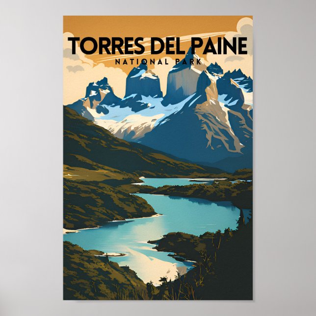 Torres del Paine Nationalpark Traditionelle Reise Poster (Vorne)