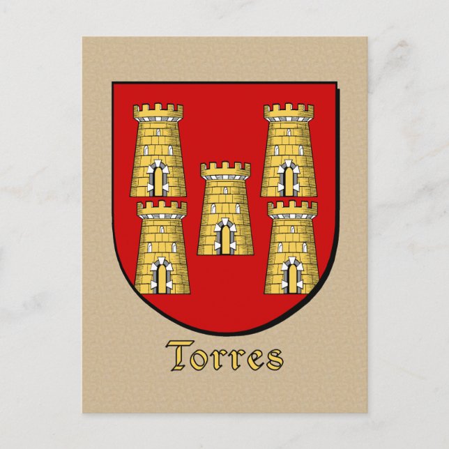 Torres Familie Heraldic Shield Postkarte (Vorderseite)
