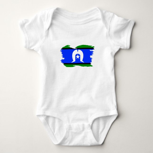 Torres Strait Islander Flag Grunge Baby Strampler (Vorderseite)