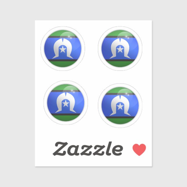 Torres Strait Islands Glossy Circle Flag Aufkleber (Blatt)