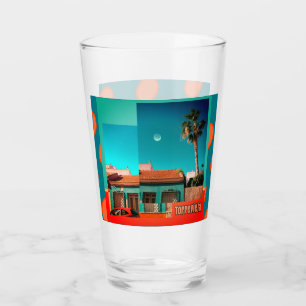 Torrevieja House, Palm, Bright Orange & Turquoise Glas