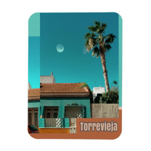 Torrevieja in Orange und Turqoise Magnet