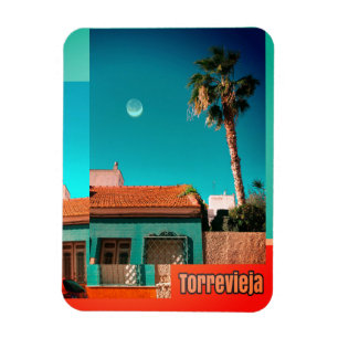 Torrevieja in Orange und Turqoise Magnet