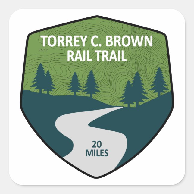 Torrey C. Brown Rail Trail Quadratischer Aufkleber (Vorderseite)