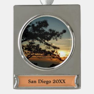 Torrey Pine Sunset I California Landschaft Banner-Ornament Silber