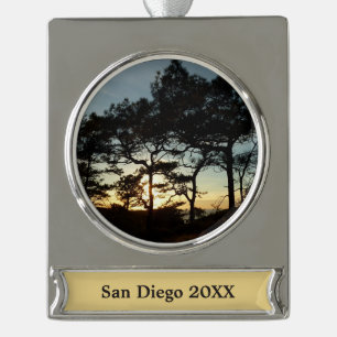 Torrey Pine Sunset II Kalifornien Landschaft Banner-Ornament Silber