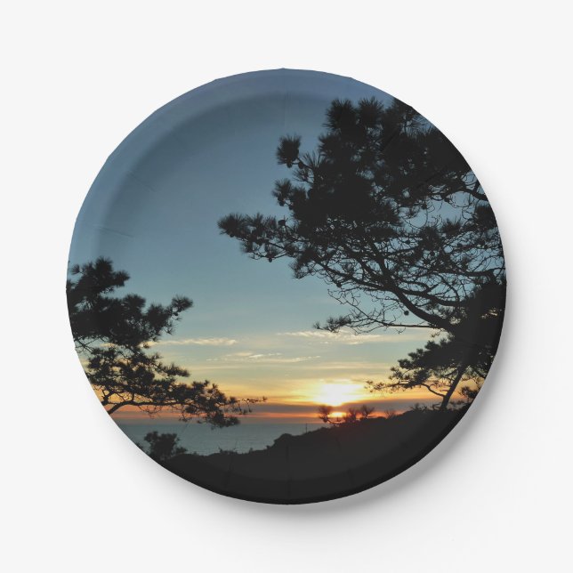 Torrey Pine Sunset III California Landschaft Pappteller (Vorderseite)