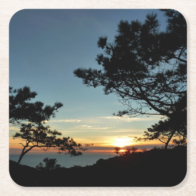Torrey Pine Sunset III California Landschaft Rechteckiger Pappuntersetzer (Vorderseite)