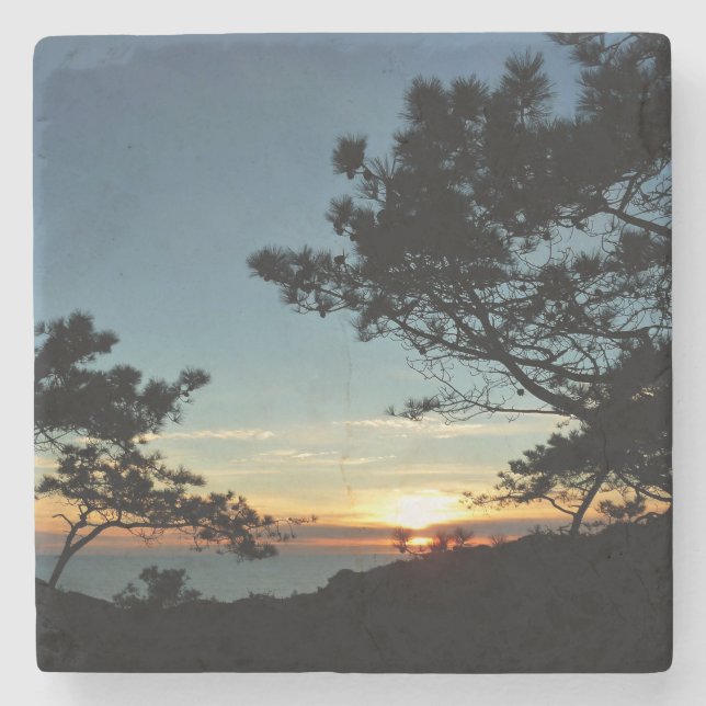 Torrey Pine Sunset III California Landschaft Steinuntersetzer (Vorderseite)