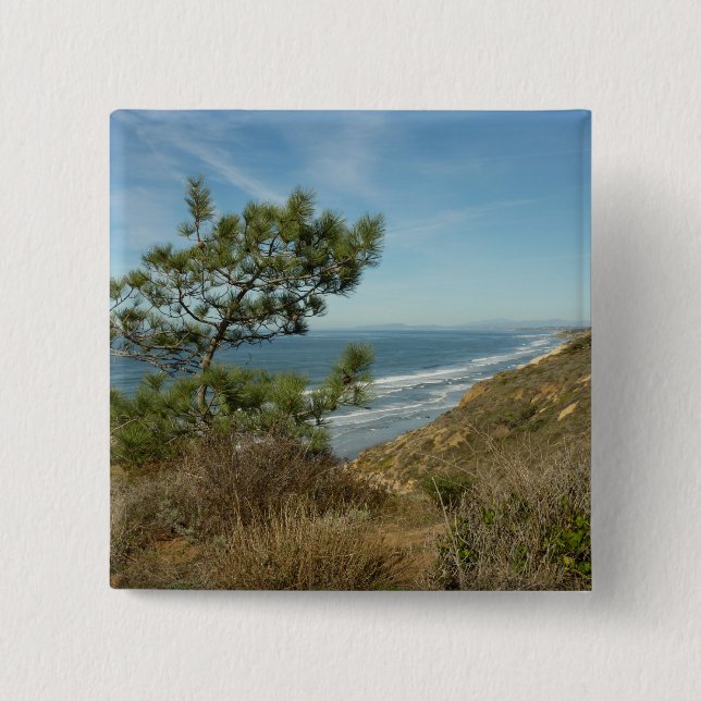 Torrey Pine und California Coastline Landschaft Button (Vorderseite)