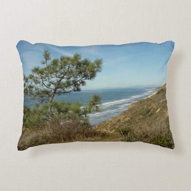 Torrey Pine und California Coastline Landschaft Dekokissen (Vorderseite)