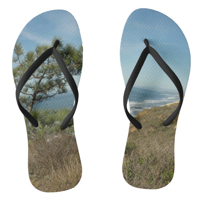 Torrey Pine und California Coastline Landschaft Flip Flops (Fußbett)