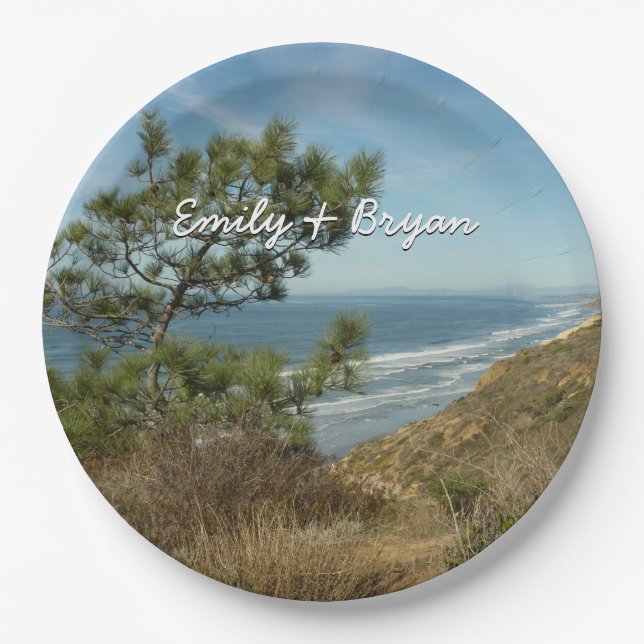 Torrey Pine und California Coastline Landschaft Pappteller (Vorderseite)