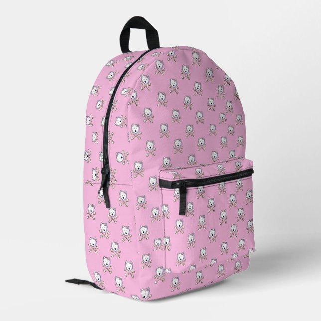 Torrid Westie Crossbones Pink KiniArt Bedruckter Rucksack (Rückseitige Ecke links)