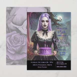 Torte & Chaos, Lila Gothic Teenager-Geburtstag Postkarte