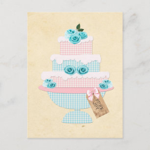 Torte mit Rosen-Postkartenkuchen im Vintage-Stil Feiertagspostkarte