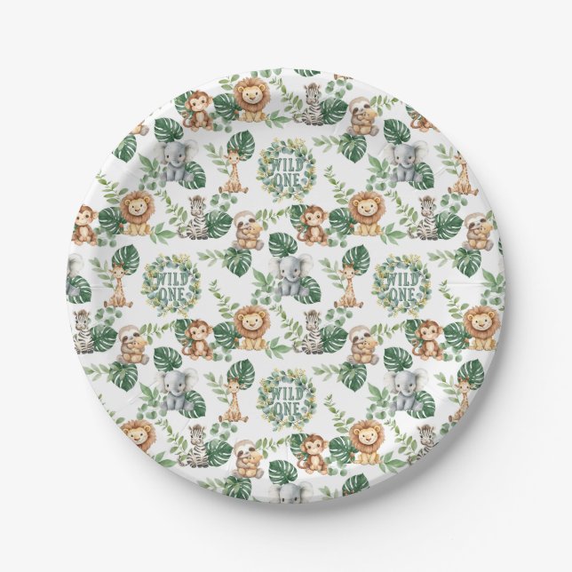 Torte-Platten zum Geburtstag - Wilde Safari Pappteller (Vorderseite)