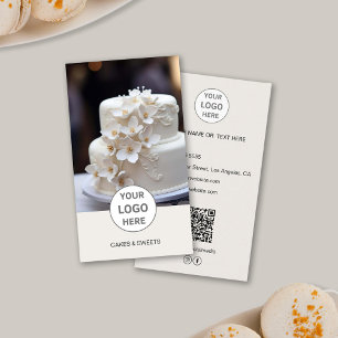 Torten Bäckerei Logo Foto QR Tan Visitenkarte